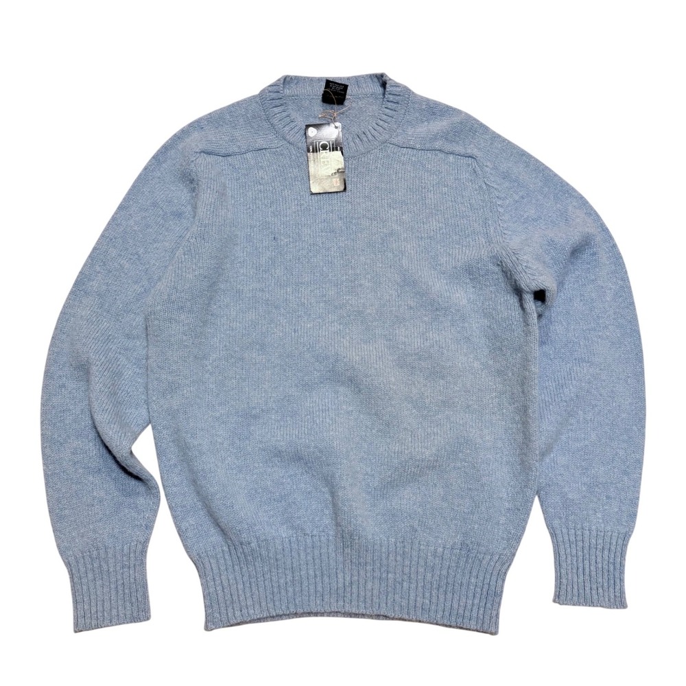 VINTAGE NWT J.CREW Shetland Wool Sweater Made in England Size L Rare Blue